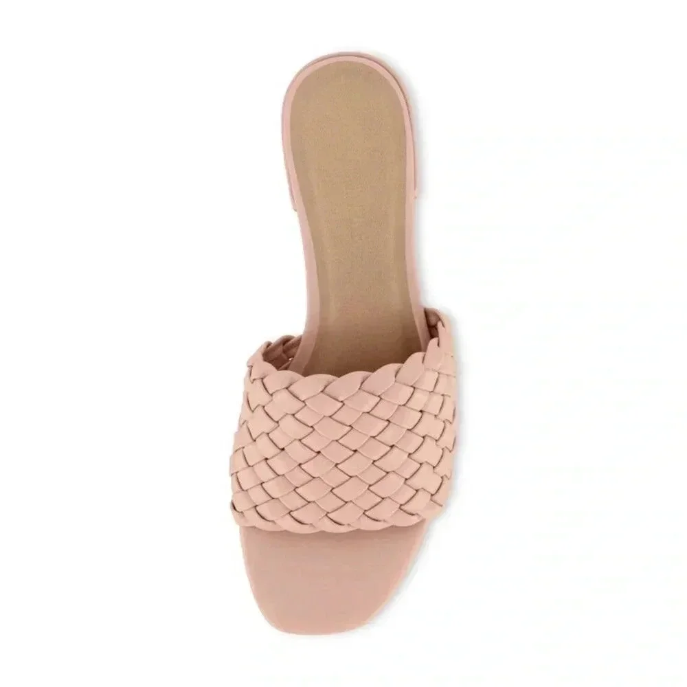 CUSHIONAIRE | Women's Nerida Woven Faux Leather Low Block Heel Sandal Size 9 - Picture 4 of 9